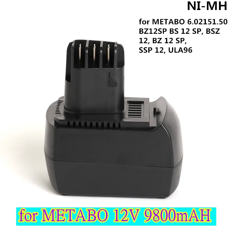 

100% New 12V 9800mAh Ni-MH Replacement Power Tool Battery for METABO 6.02151.50 BZ12SP BS 12 SP, BSZ 12, BZ 12 SP, SSP 12, ULA96