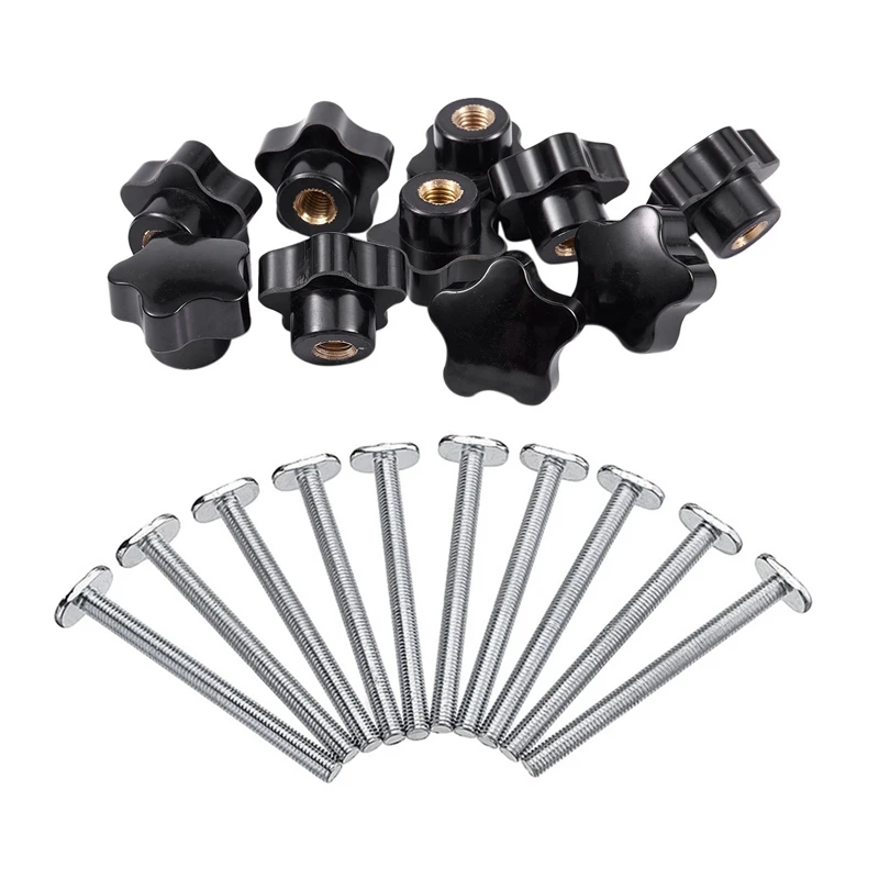 

20 Pcs M8 Thread: 0Pcs 30Mm Star Shaped Head Clamping Nuts & 10 Pcs M8x100mm T-Nut Sliding Screws