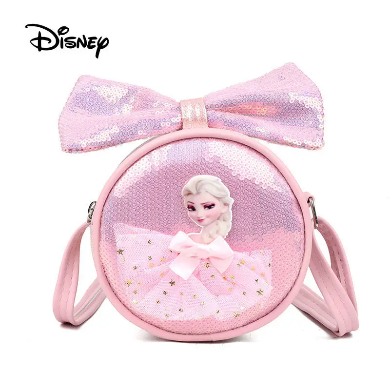 

2022 Disney Frozen Children Messenger Bag Mini Shoulder Bag Child Cute Small Round Bag Purses Kids Handbag Girls Underarm Bags