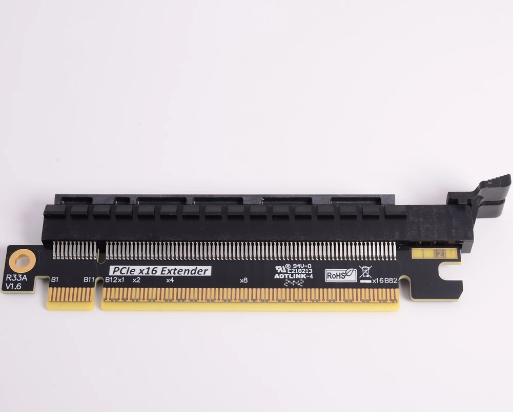 Фото Адаптер PCI-E 5.0 4.0 X16, переходник PCI Express 5.0 16X (штекер) на 16X (гнездо), защитная карта-райзер с углом поворота 180 градусов для графических процессоров (GPU) №5