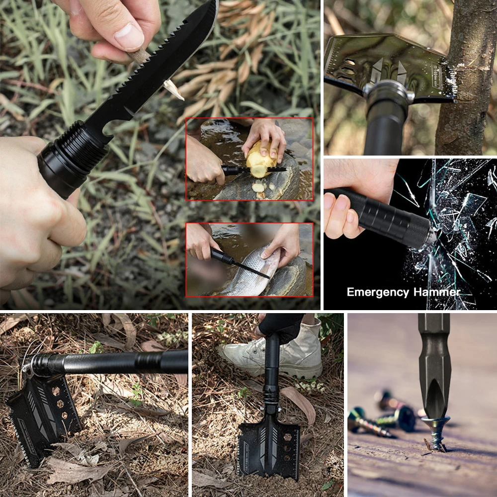 Multipurpose Shovel Axe Set Outdoor Survival Camping Shovel Portable Folding Military Tomahawk Defense Security Tools Kit Garden images - 6