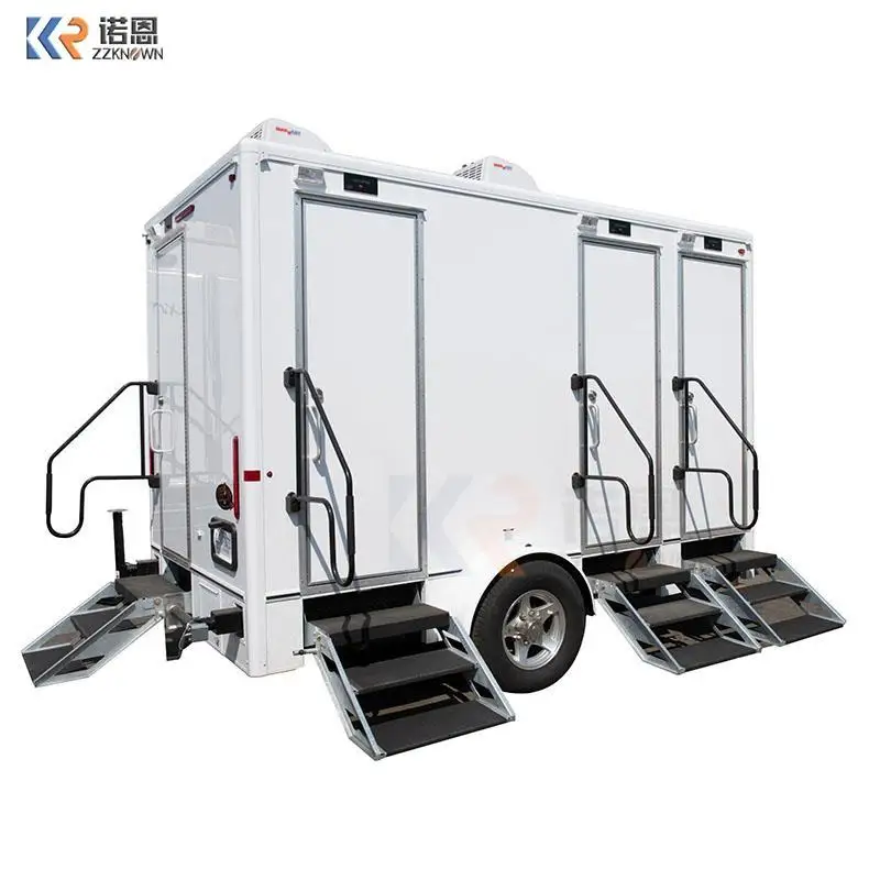 

4 Station Outdoor Camping Mobile Portable Toilets Rental Trailer And Shower Room Luxury Restroom Trailer