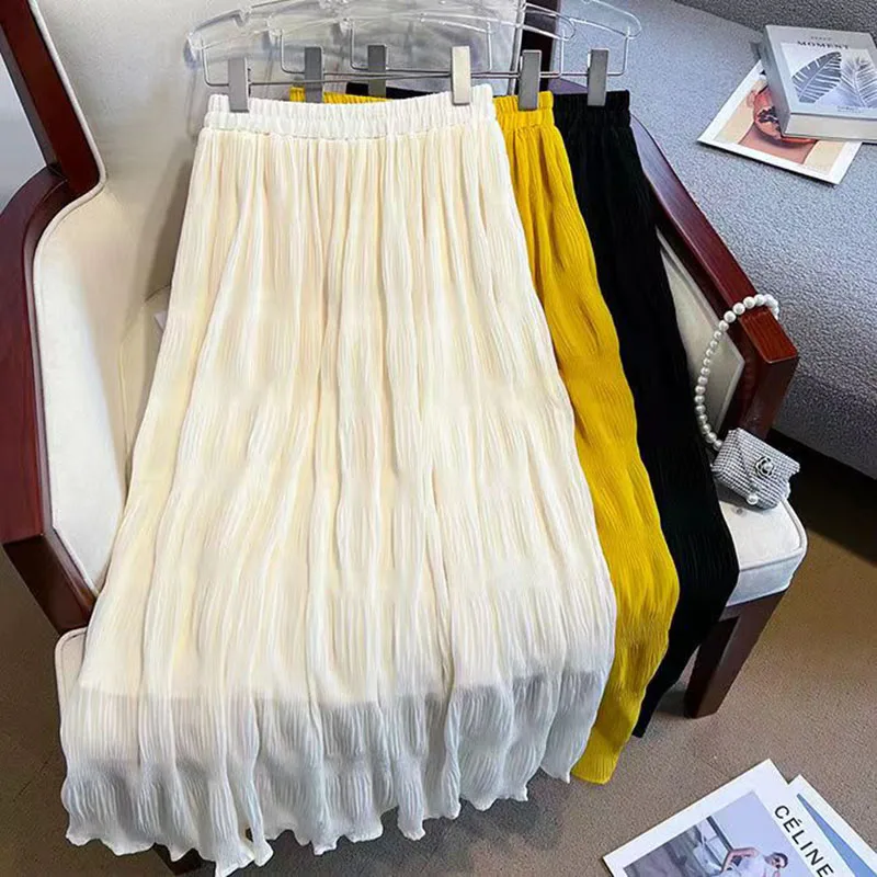 Монохромная юбка Miyake-плиссированная для женщин универсальная складываемая