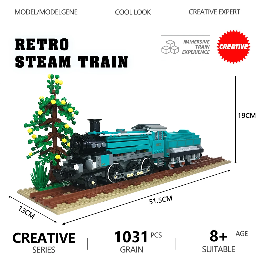 

JIESTAR Creative Expert Train Model Building Blocks Bricks Spring Railway Retro Steam Train MOC Toys For Kids Children Gifts