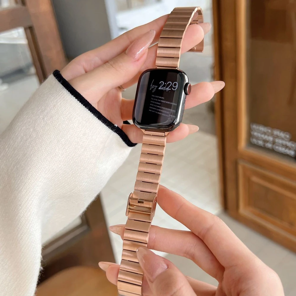 

Тонкий металлический ремешок для apple watch band 7 4 5 se 6 32, браслет из нержавеющей стали для iwatch 41 мм 45 мм 38 мм 40 мм 42 мм 44 мм, женский браслет