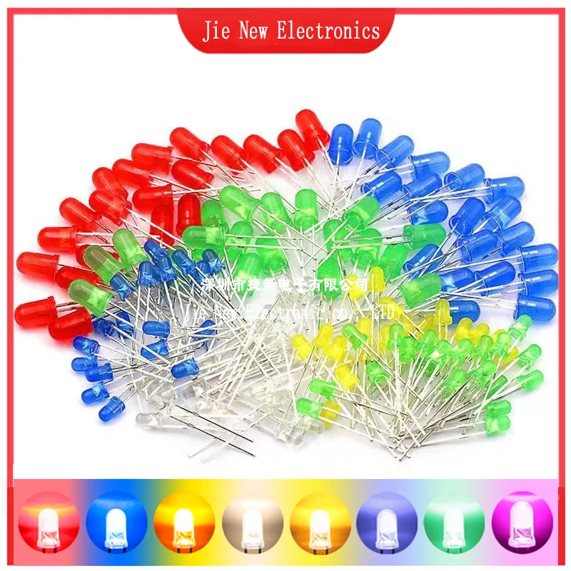 100 шт. 3 мм светодиодный Диод F3 белый зеленый красный синий желтый оранжевый