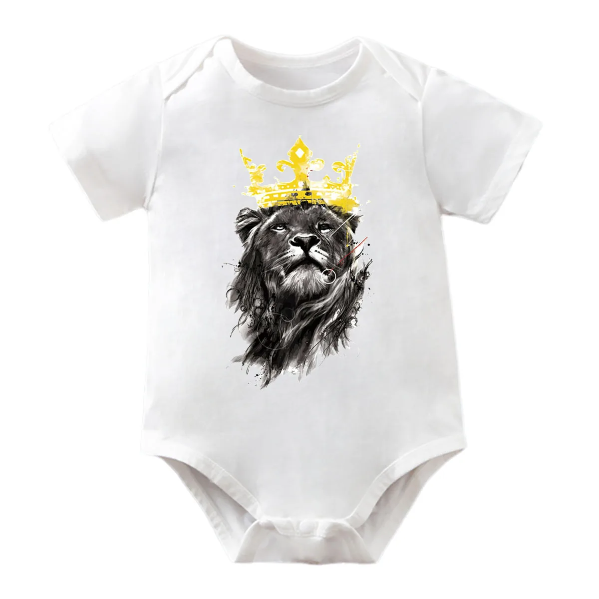 Детский комбинезон с рисунком льва для мальчиков и девочек 100% хлопок 0-12 месяцев