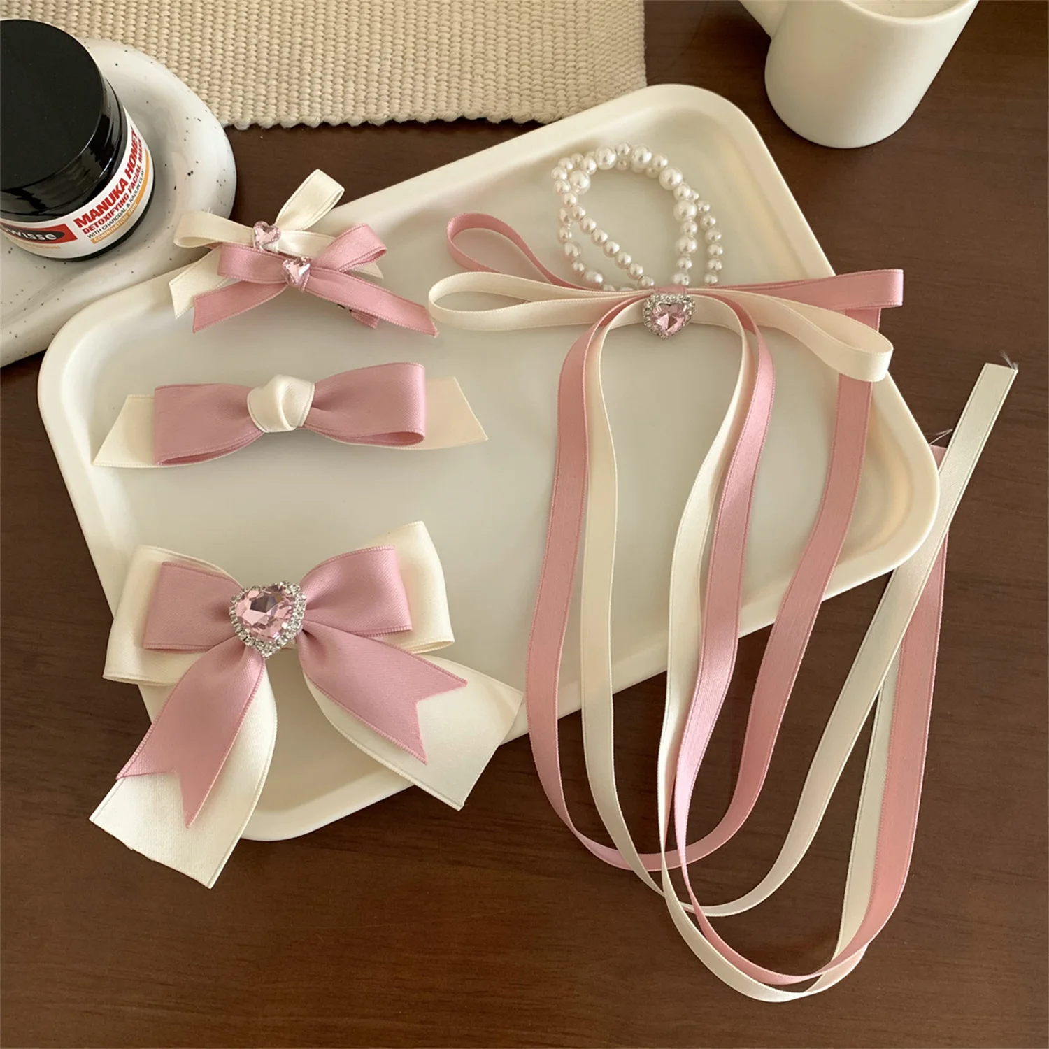 

New Women Large Bow Hairpin Summer Crystal Big Bowknot Pearl Streamer Barrettes Women Solid Color Ponytail Clip Hair Accessories