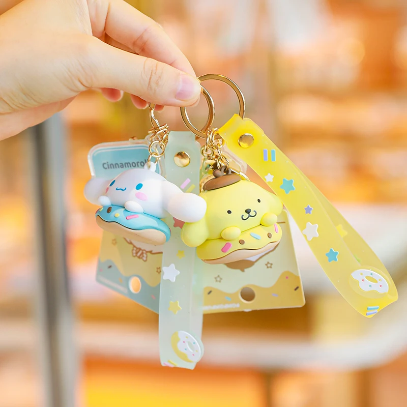 Kawaii Sanrio Hellokitty брелок в виде пончика Melody Cinnamoroll подвеска Kuromi для девочек мягкий