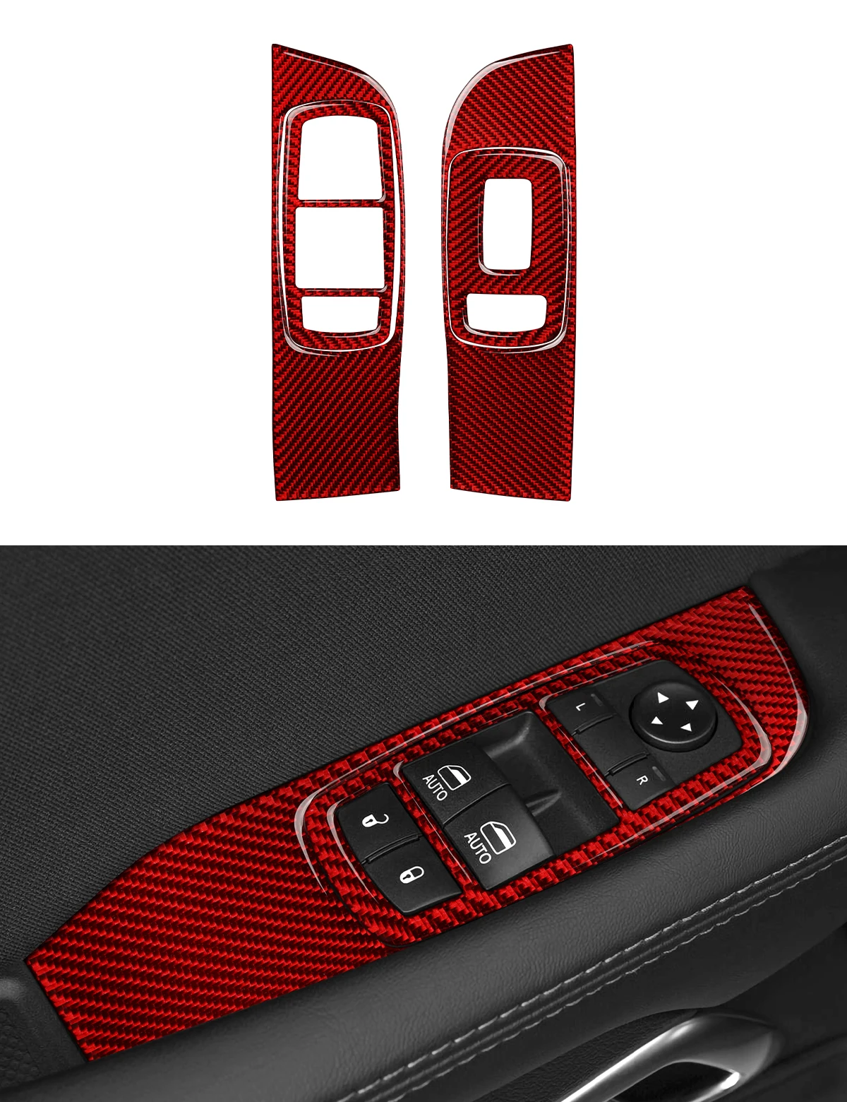

For Dodge Challenger 2021-2015 Accessories Car Window Switch Console Panel Decals Carbon Fiber Trim Stickers