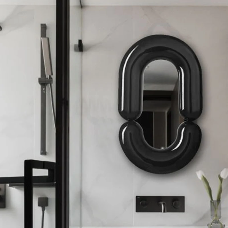 

Adhesive Bathroom Vintage Mirror Glass Round Irregular Makeup Nordic Mirror Art Design Luxury Woondecoratie Decoration Items