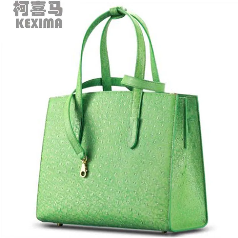 

KEXIMA Cestbeau new ostrich skin handbag for ladies imported ostrich skin multi-layer single-shoulder bag for women soft green