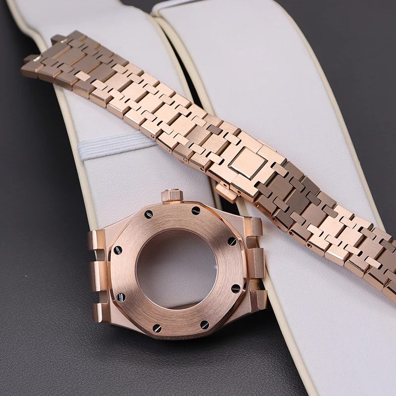 41mm Rose Gold Watch Case Parts Watchband Accessory For Seiko nh35 nh36 Movement 31.8mm Dial Sapphire Crystal Glass Waterproof