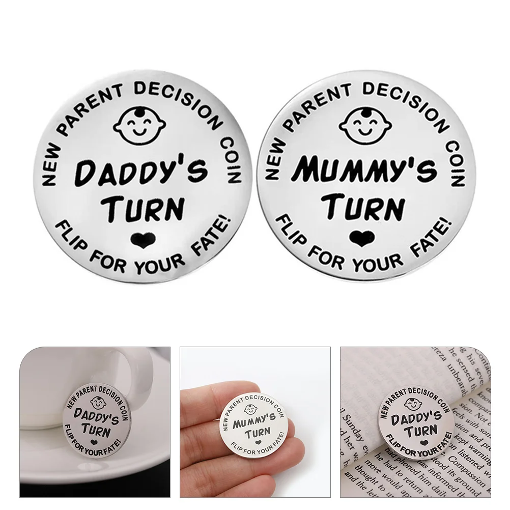 

2pcs Creative Stainless Steel Dad Decision New Parent Decision Double Side Decision Gender Reveal Gifts