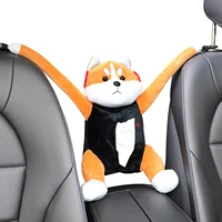 creative car tissue box cover cute cartoon dog plush toy armrest tissue box holder for car seat back hanging napkin dispenser