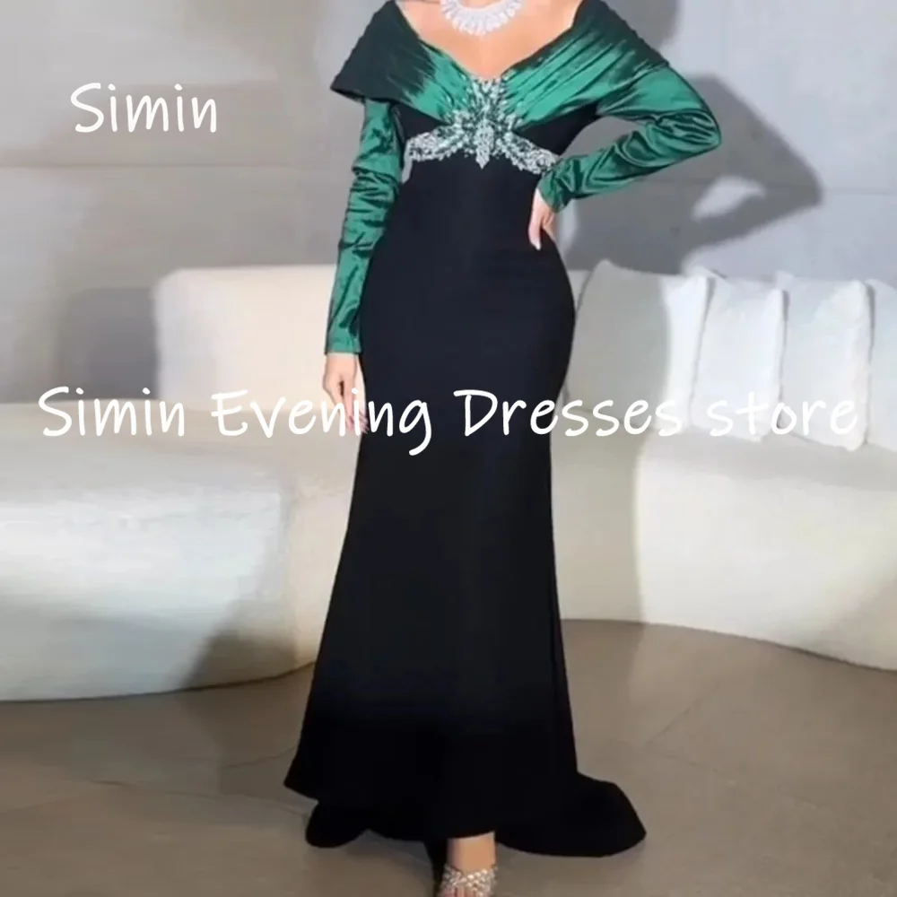 

Женское атласное платье-Русалка Simin, с открытыми плечами и оборками, с блестками, вечернее элегантное платье до пола для выпускного вечера, 2023