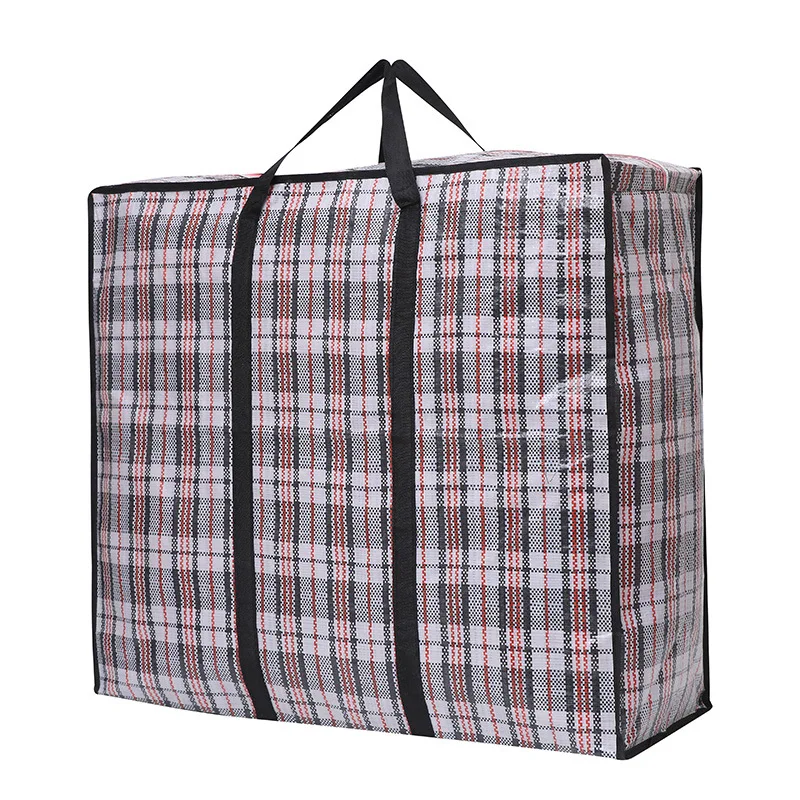 Large Waterproof PP Plaid Woven Bags Portable Thickened Storage Organizing Folders Luggage Bags