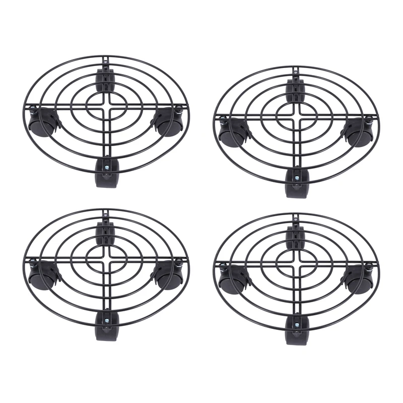 

4X Metal Plant Flower Pot Stand Trolley Caddy On Wheels Indoor Outdoor Home Garden Tools