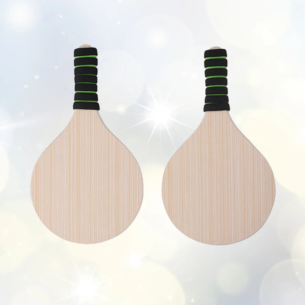 

1 Pair Wooden Beach Game Bat Badminton Racket for Outdoor Game Beach Party (Random Handle Color)