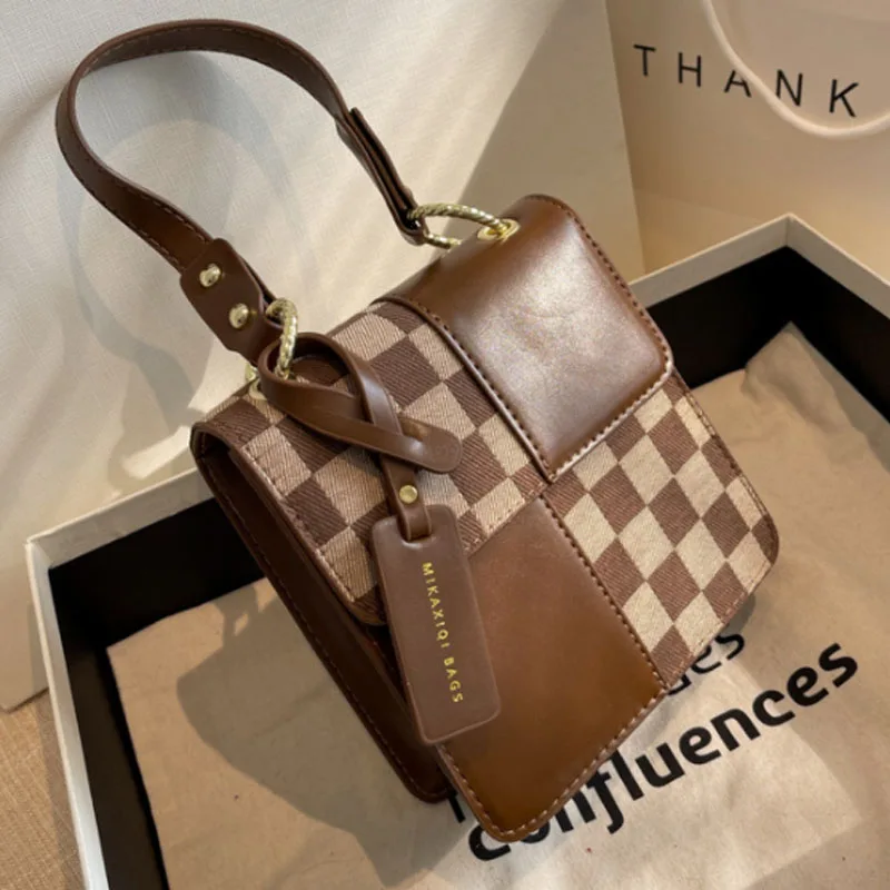 

Design Checkered Women Bag High-end Fashion Diagonal Single Shoulder Portable Women Handbag Messenger Bag