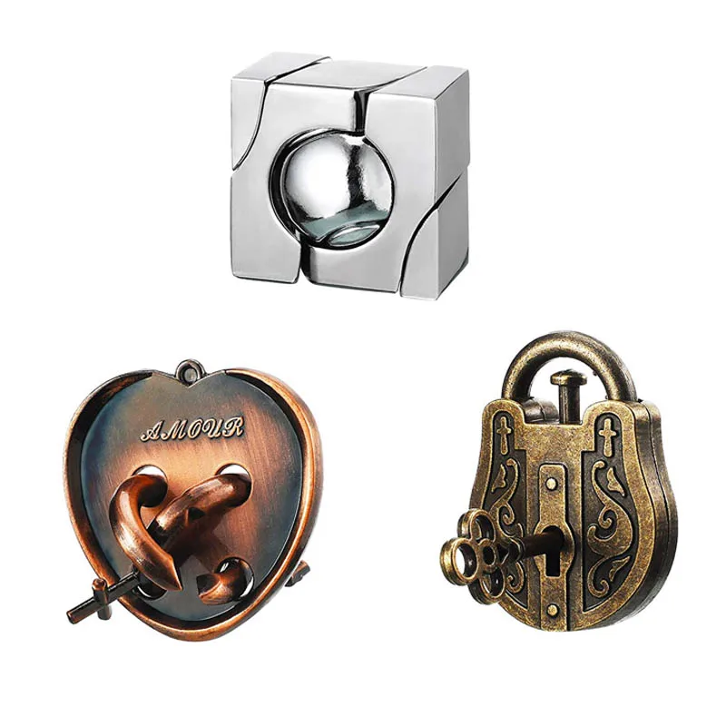 Металлический Набор Головоломок С Лабиринтом Из 3-х Разблокированных Игрушек IQ