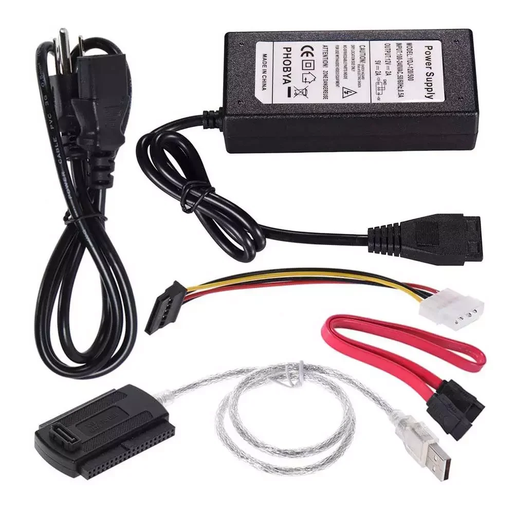 

Кабель-адаптер для USB 2,0, кабель-преобразователь для жесткого диска HDD 2,5 дюйма 3,5 дюйма с внешним блоком питания переменного тока Adap