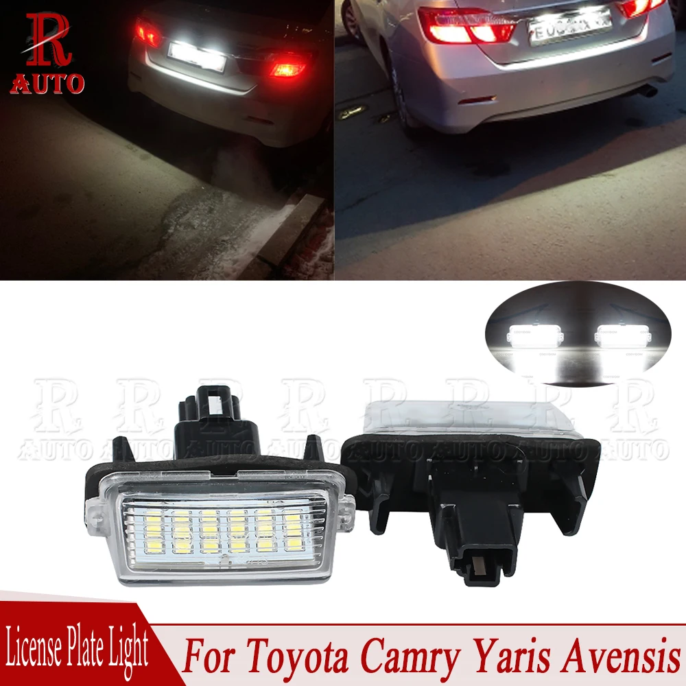 R-AUTO 2 Pcs LED Number License Plate Light Lamp Super White Error Free For Toyota Avensis Camry Yaris For Peugeot Citroen 206