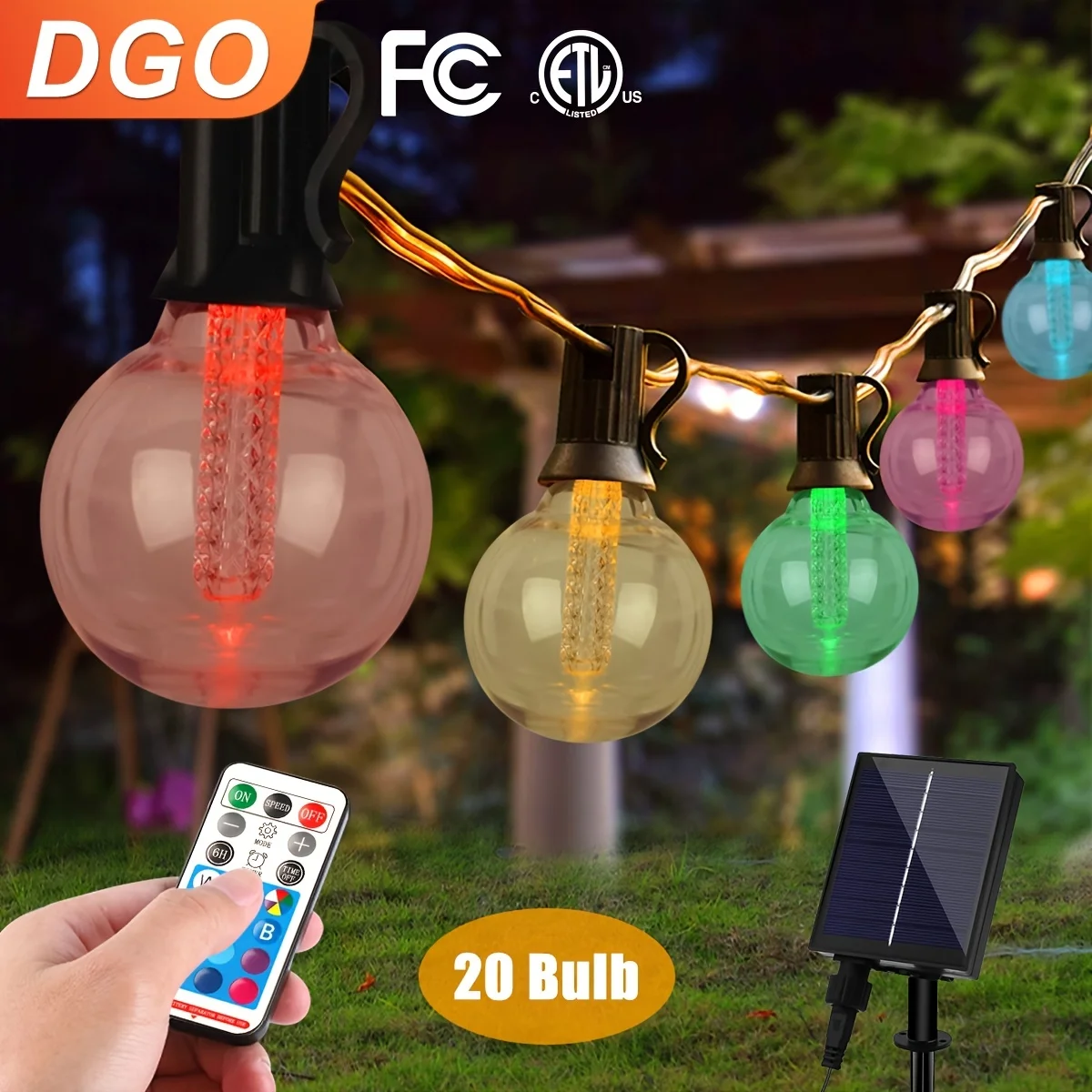 

1 Set Of G40 Solar RGB String Light For Outdoor Decor