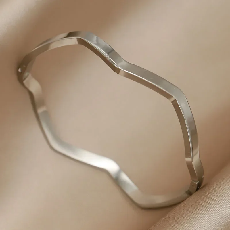 Браслеты и Обручи из нержавеющей стали с металлическими волнами для женщин
