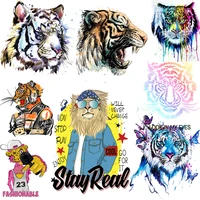 clothing thermoadhesive patches watercolor tiger iron on transfers for clothes animal tiger patch stickers diy t shirts applique