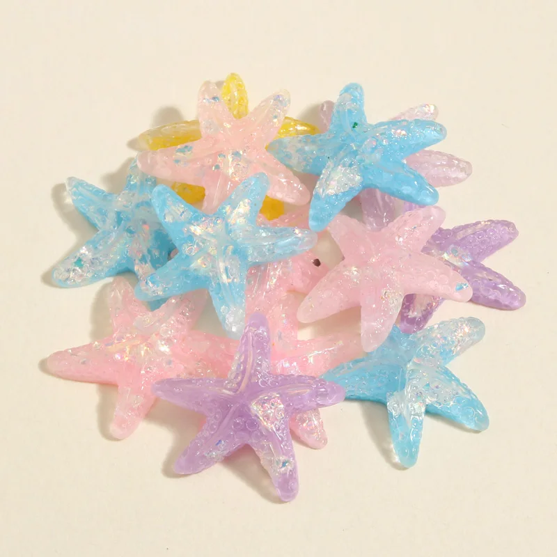 

5pcs 24x24mm Random Mix Colorful Resin Star Charms Starfish Pendant For DIY Handmade Necklace Earrings Jewelry Making Accessorie