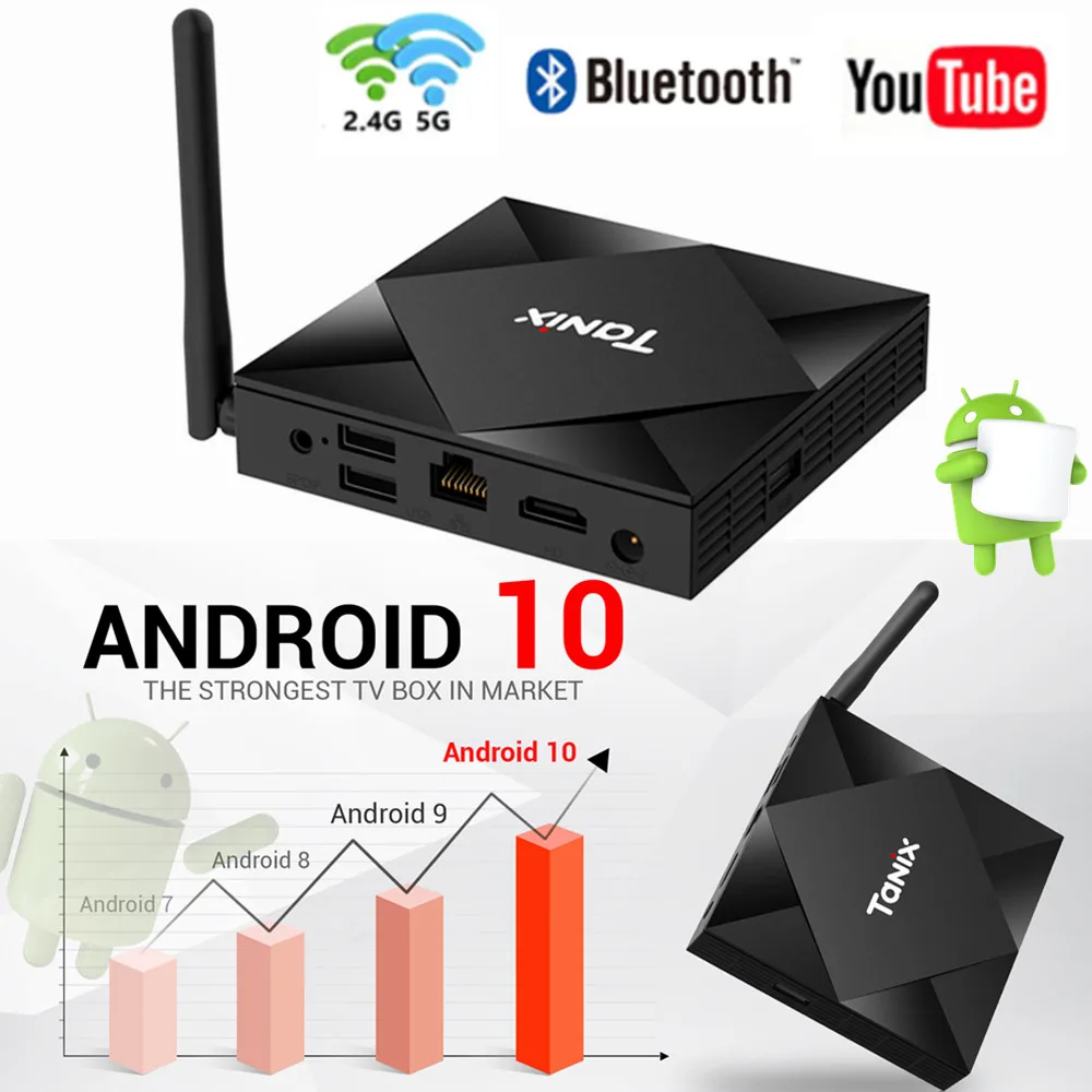 

Allwinner H616 Set Top Box Android 10.0 4GB 64GB Dual WiFi 2.4G&5G Bluetooth Media Player 6K UHD Smart TV Box Support Youtube