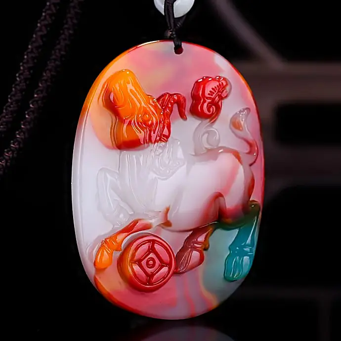 

Xinjiang Hetian Jade Color Jade Born Xiao Niu Pendant for Men and Women Lucky Joker Pendant Necklace