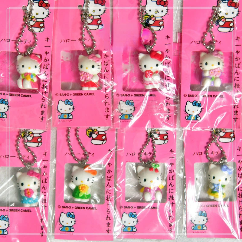 

Sanrio Cute Kawaii Hello Kitty KT Cat Anime Character Cartoon Key Chain Pendant Small Doll Ornament Collection Kids Gifts