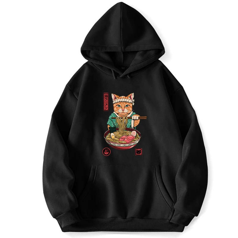 

Neko Ramen Cat Cats Japanese Styles Sweatshirts Men Hoodie Hoodies Trapstar Pullovers Jumper Hooded Pocket Autumn Sweatshirt