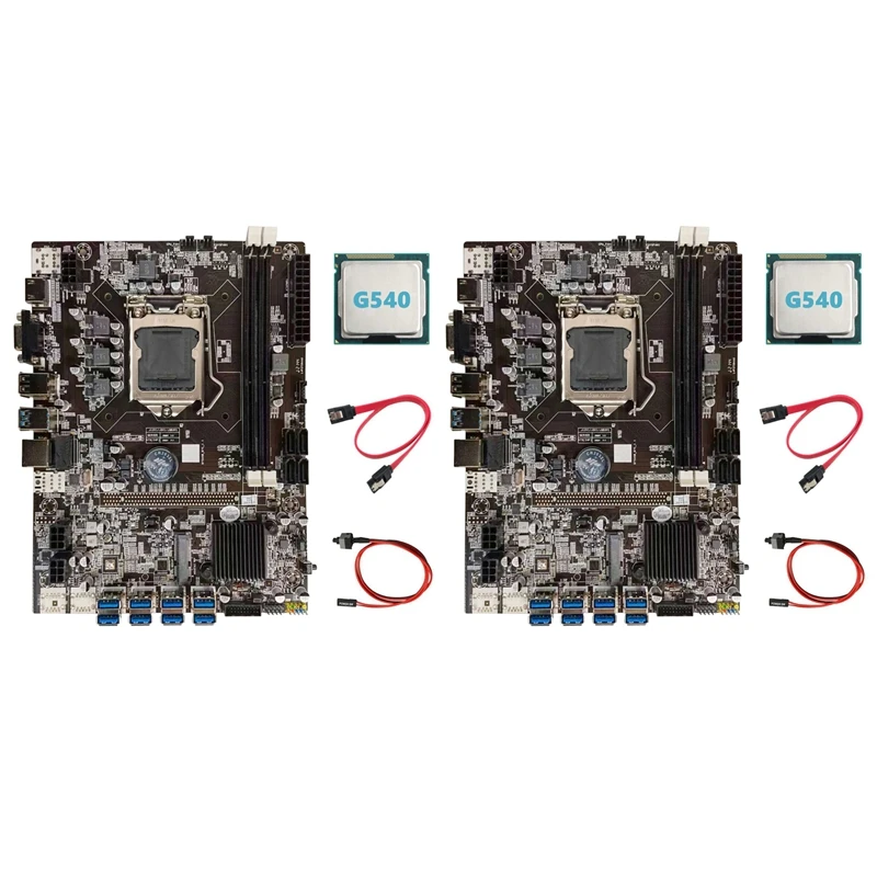 

2X B75 BTC Miner Motherboard+G540 CPU+SATA Cable+Switch Cable LGA1155 8XPCIE USB Adapter DDR3 MSATA USB BTC Motherboard