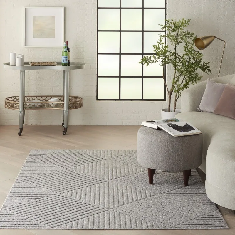 

Indoor/outdoor Geometric Contemporary Lt Grey Area Rug