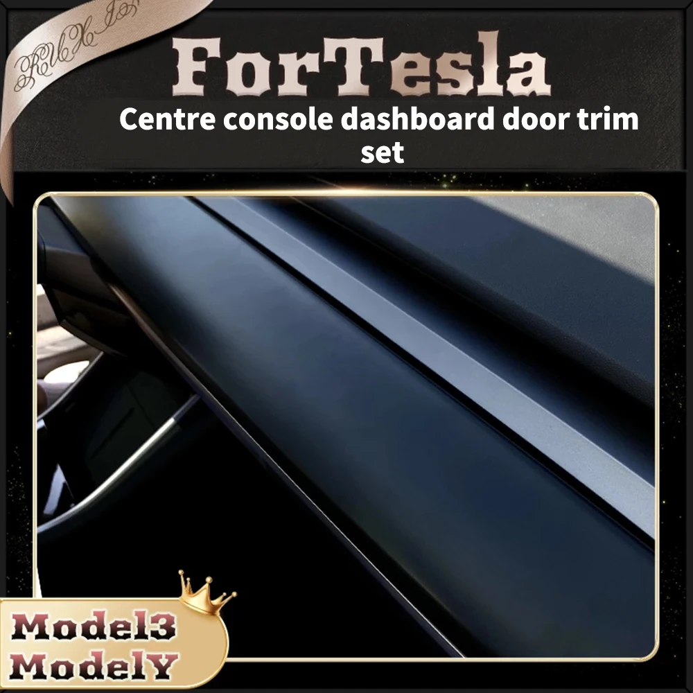 ABS Mid-Console Split set Dash&Door Wood Trim insert Cover for 2021 2022 Tesla Model 3/Y Accessori Dashboard Decor Panel Sticker