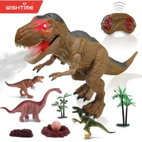 wishtime remote control dinosaur electric toy for kids rc realistic t rex dinosaur toys with glowing eyes walking roaring s