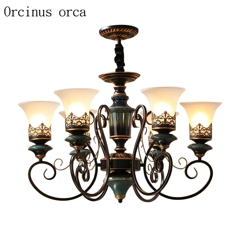 Американская роскошная синяя керамическая люстра для гостиной спальни