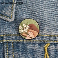 spring flowers mushroom printed pin custom funny brooches shirt lapel bag cute badge cartoon jewelry gift for lover girl friends