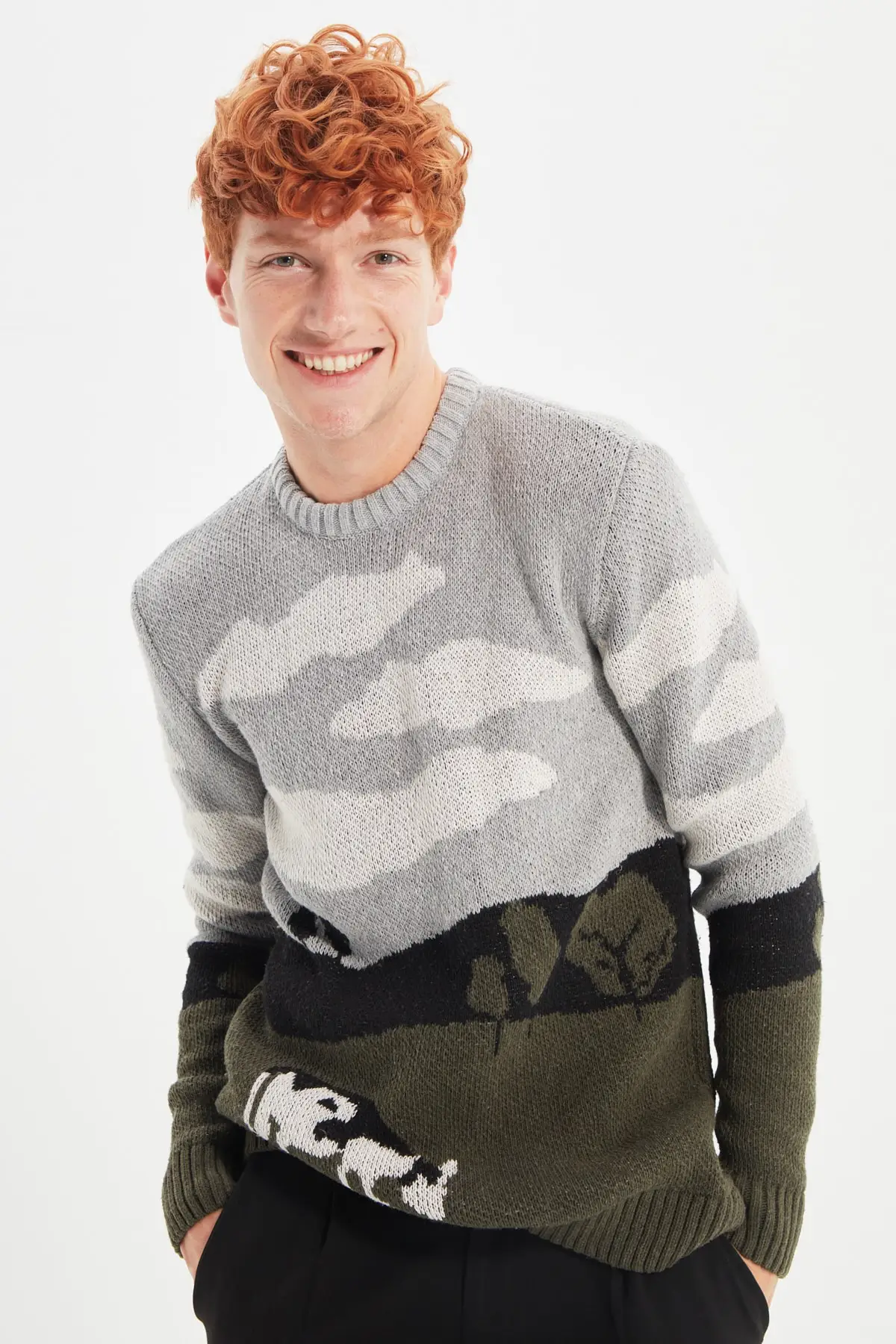 

Trendyol Male Bike Collar Regular Fit Knitwear Sweater TMNAW22KZ0388