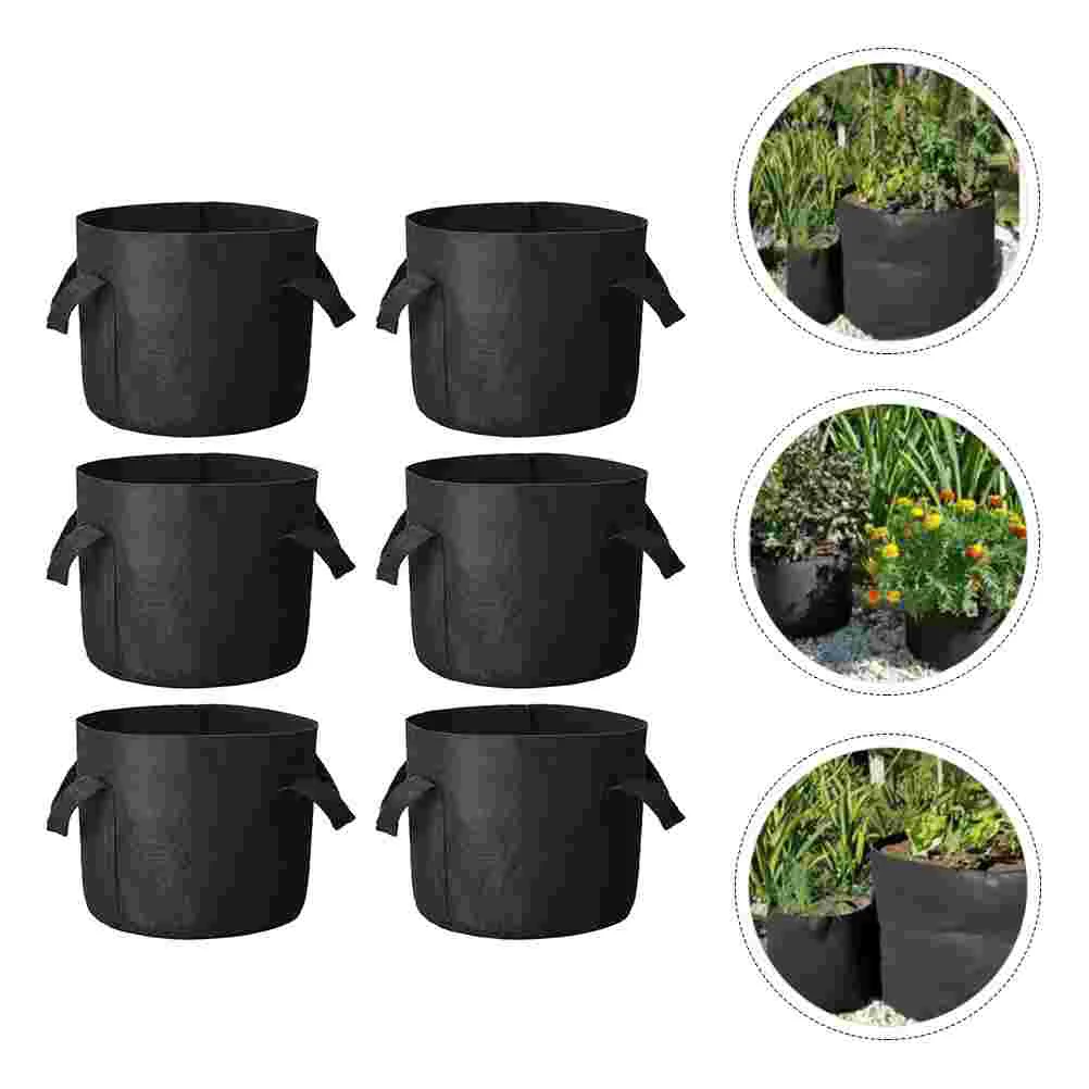

6 Pcs Potato Grow Bags Indoor Pots Plants Non Woven Fabric Bag Planter Pots Indoor Plants Felt Planting Bag Round Bag Pots