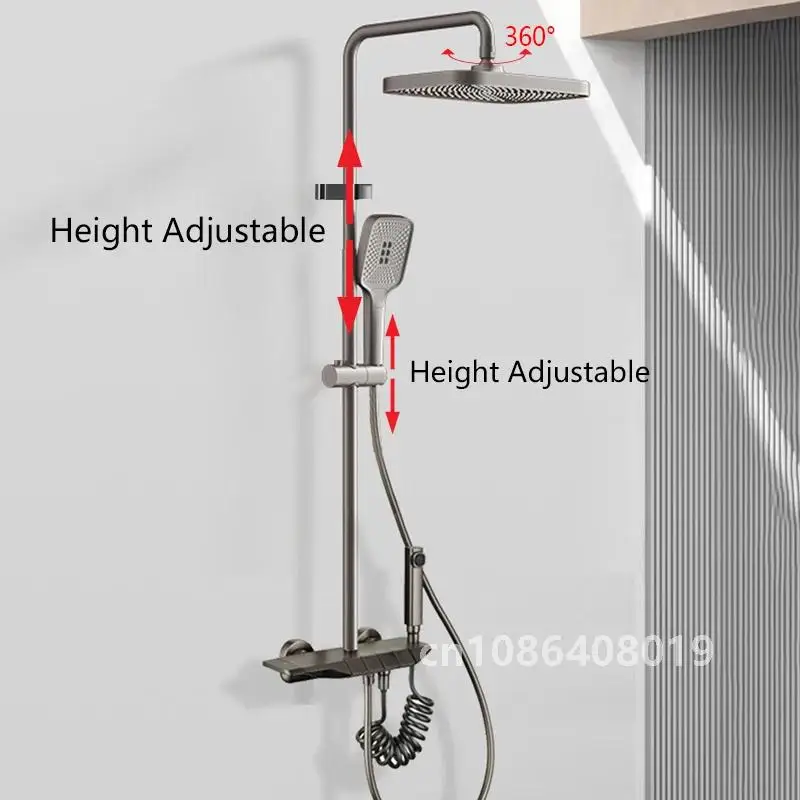 Черный цифровой душевой набор для ванной комнаты латунный настенный 4-сторонний