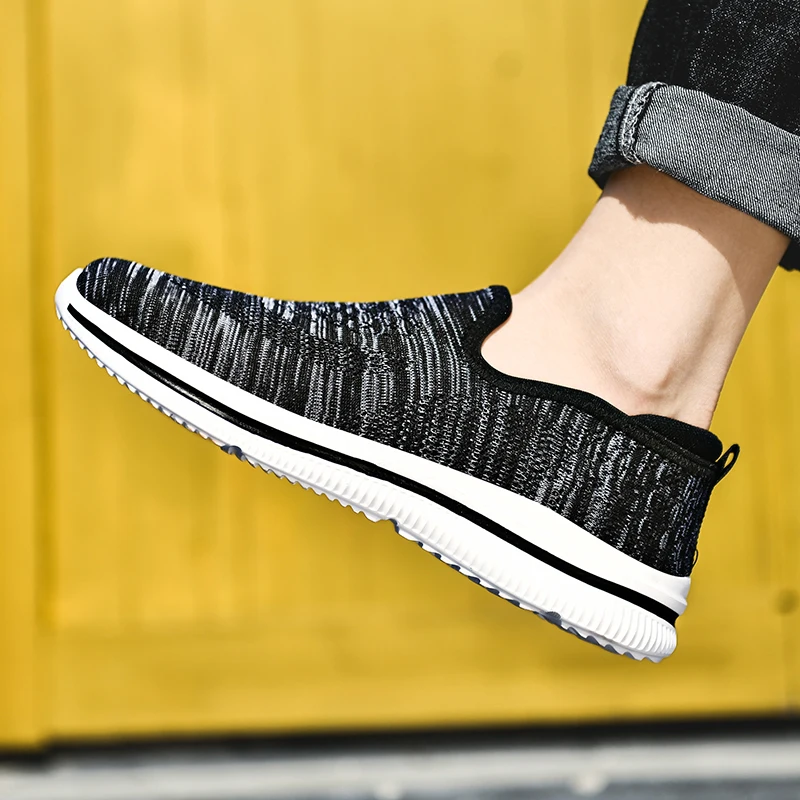 Men Flat Slip on Shoes Man Lightweight Black Sneakers Summer Autumn Casual Chaussures Femme Basket Flats Shoes