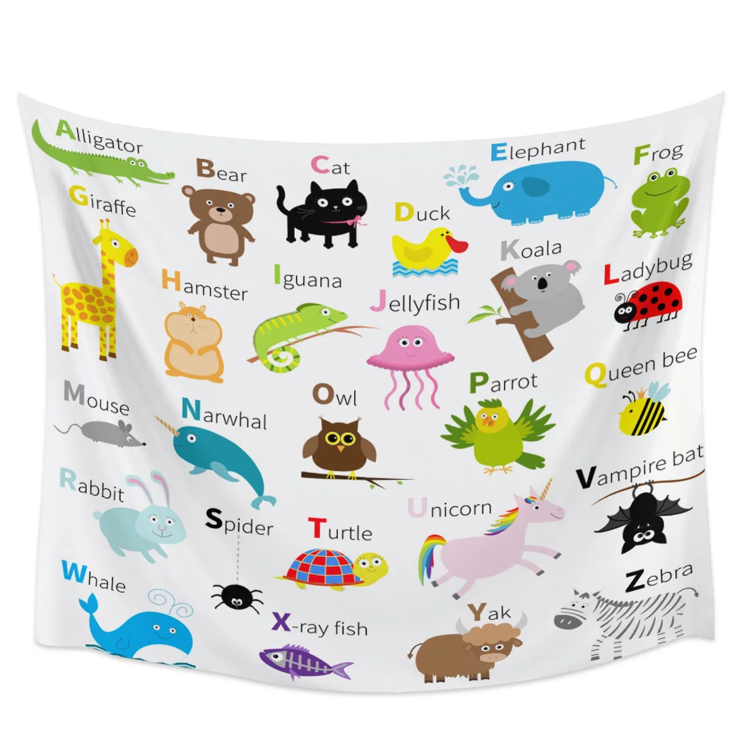 

Alphabet Animal Cartoon Tapestry Background Wall Covering Home Decoration Blanket Bedroom Wall Hanging Tapestries