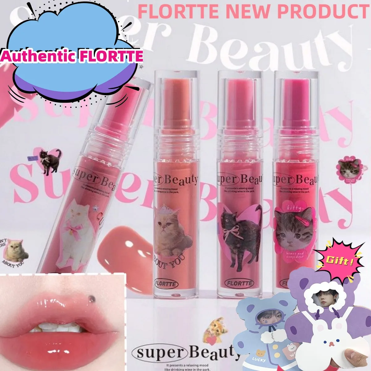

FLORTTE Ruby Rose Lip Oil Liquid Lipstick Glossier Tender Girl Shiny Long Lasting Waterproof Lip Gloss Korean Beauty Makeup