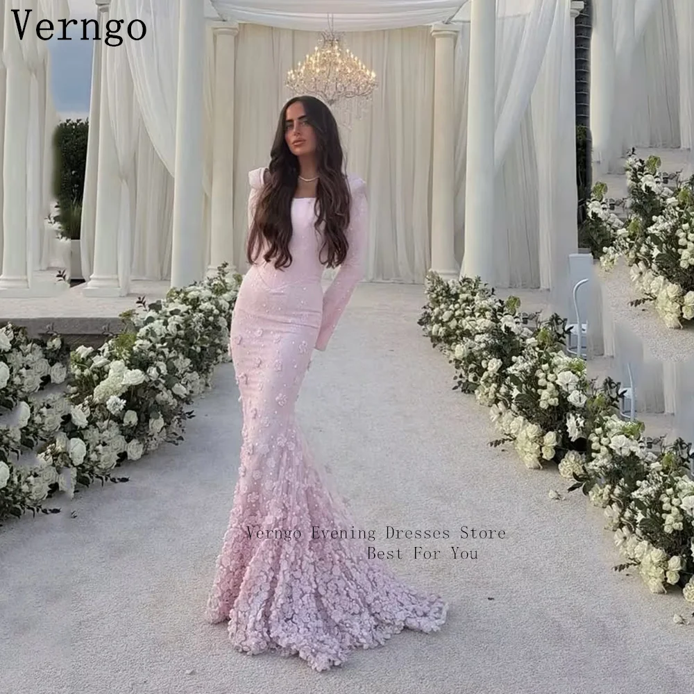 Фото Роскошное розовое вечернее платье Verngo с цветами, пышное бальное платье с шалем, присборенным прозрачным корсетом, для выпускного вечера, Гала-вечер 2026, на заказ №1