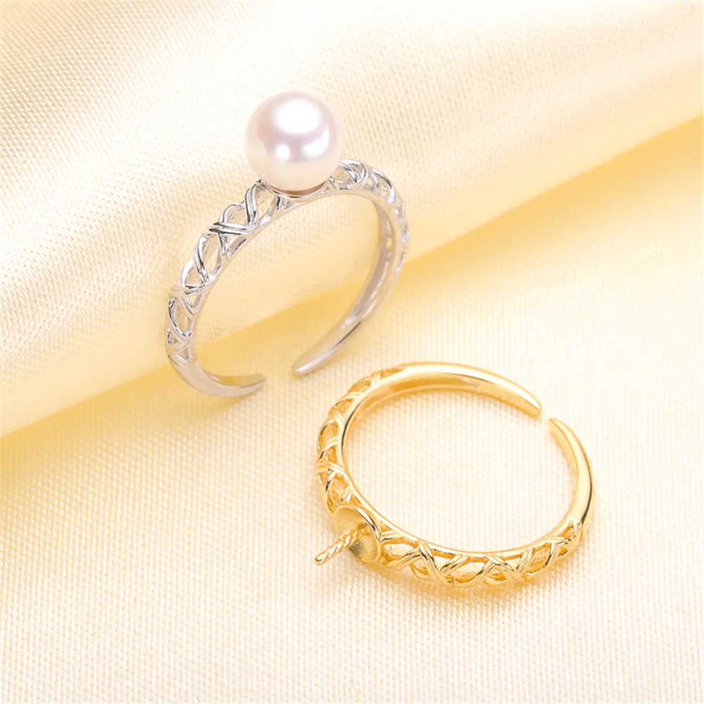 

Wholesale Classic 925 Silver Ring Accessories Settings Adjustable Blank Pearl Ring Setting Base For Women Diy Jewelry Making