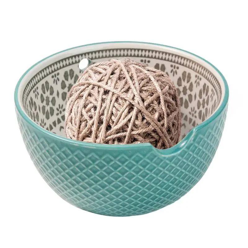 

Ceramic Yarn Bowl Round Ceramic Yarn Storage Bowl For Crocheting Knitting Bowl Yarn Holder With Hole Yarn Organizer Skein Bowl